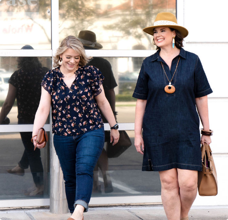 Two women leaving Modern Method smiling